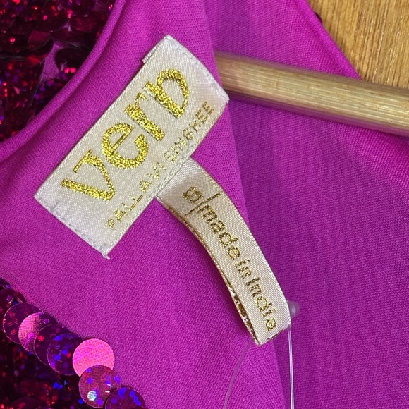 Anthropologie - Verb by Pallavi Singhee Pink Sequin Sparkle Shift Dress - Picture 4 of 6